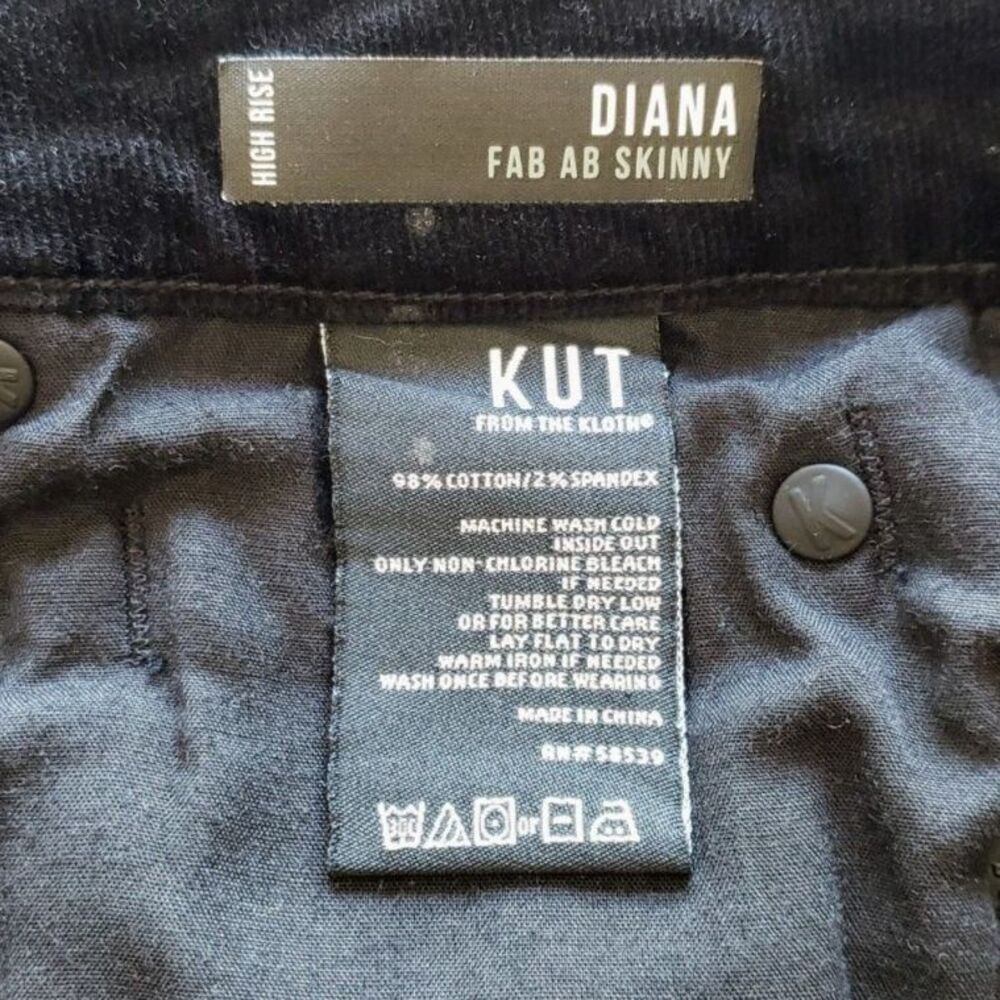 KUT from the Kloth Diana Black Corduroy High Rise Fab AB Skinny Pants Sz 10 - Picture 8 of 9